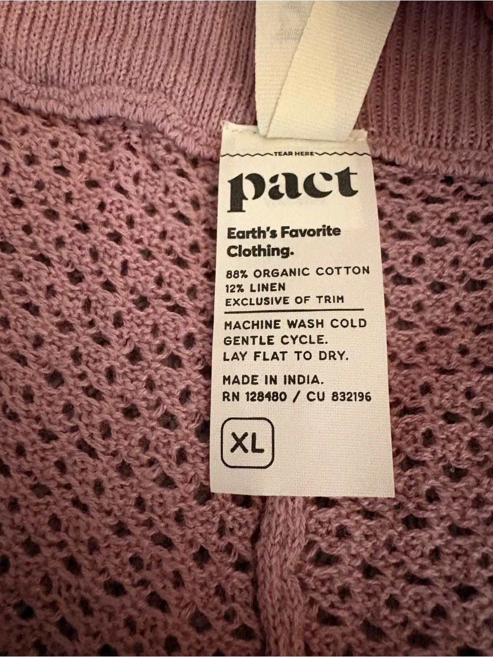 Pact Beachside Linen Crochet Shorts Pink XL Coverup Sheer Elastic Waistband Pool